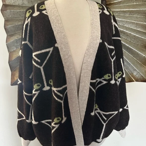New with Tag Anthropologie Bel Kazan Cardigan with Martini Design One Size - Picture 9 of 14